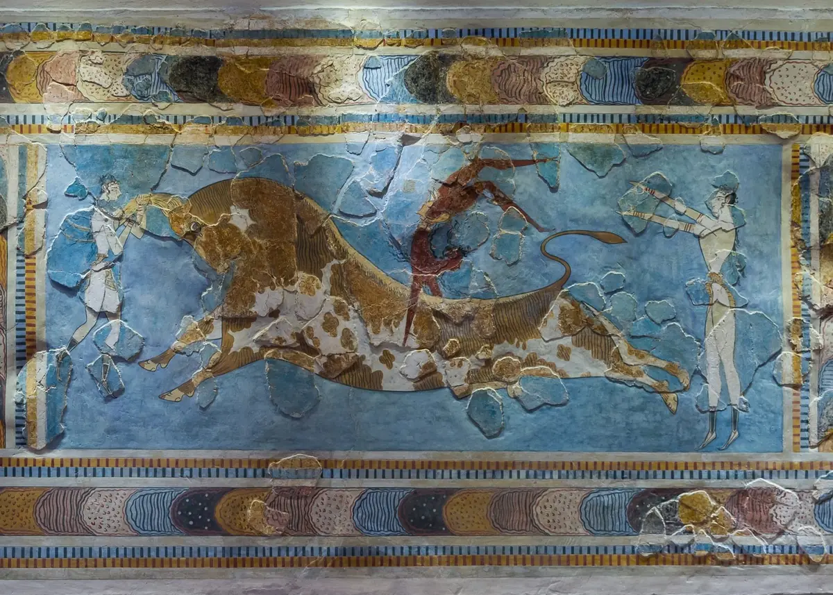 The bull-leaping fresco from the palace of Knossos, Crete