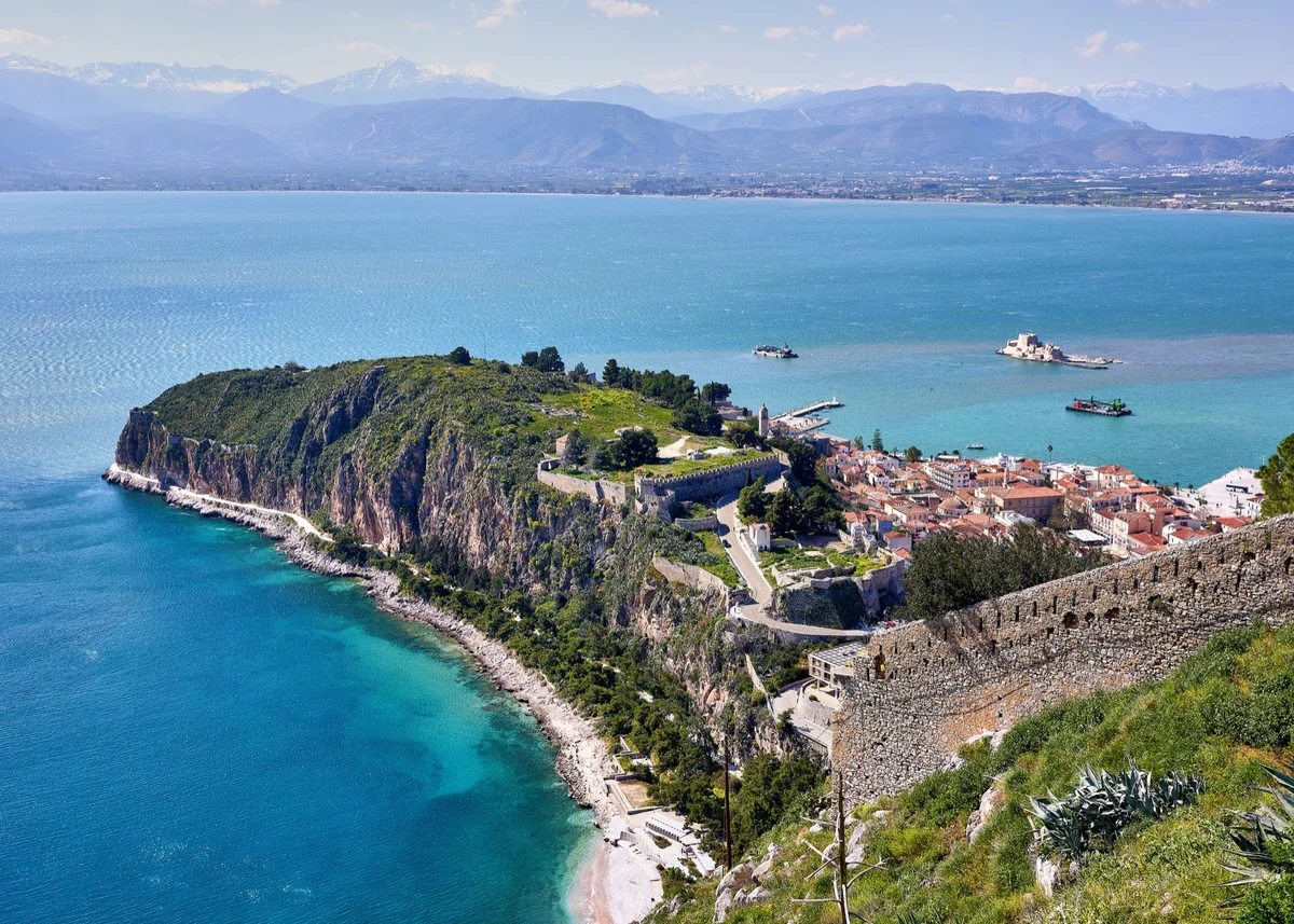 Nafplio old town and bay seen from the Palamidi fortress